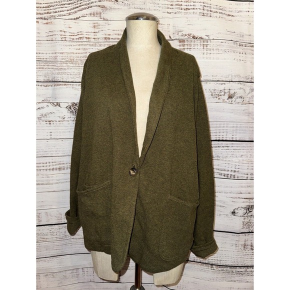 POETRY Women’s Green Button Cardigan Size US14 100% Cotton Pockets - Picture 1 of 5